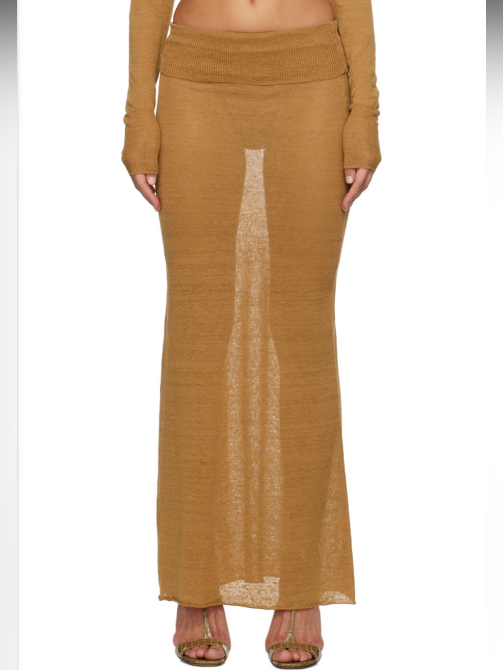 Aya Muse Camel Knit Maxi Skirt